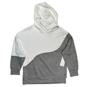 New RBX Active Women's White Gray Colorblock Pullover Hoodie Sz M Athletic NWT